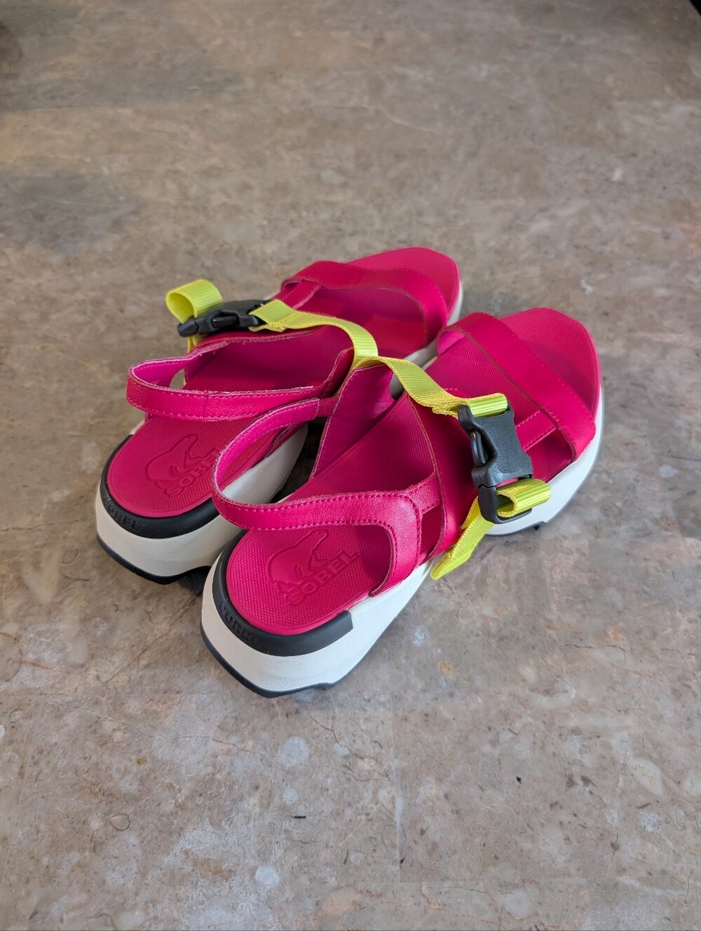Sorel Kinetic Impact Sling Leather Sandals Pink Yellow Sandals Women's Size 7.5 - Picture 8 of 12
